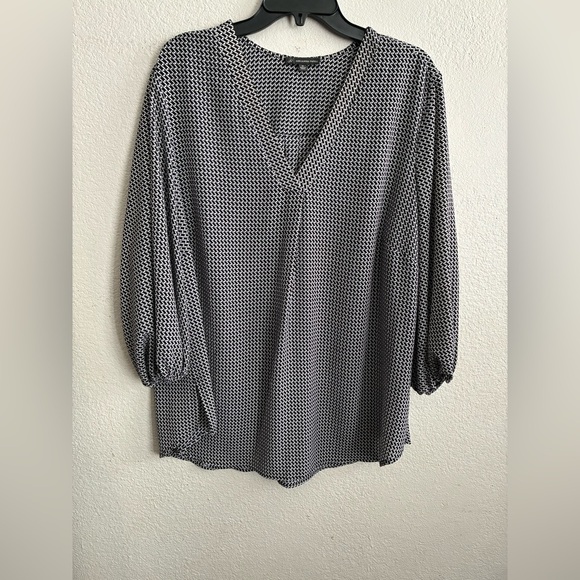 Adriana Papell Black and White Houndstooth Long Sleeve Blouse 1X - Picture 2 of 9